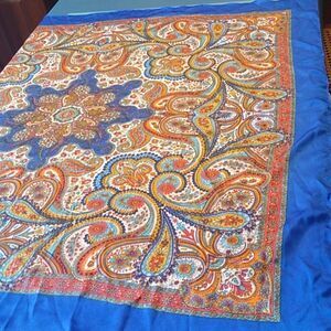 Colorful Paisley Jewel Tone Lg Polyester Scarf Floral Cottagecore Granny Chic